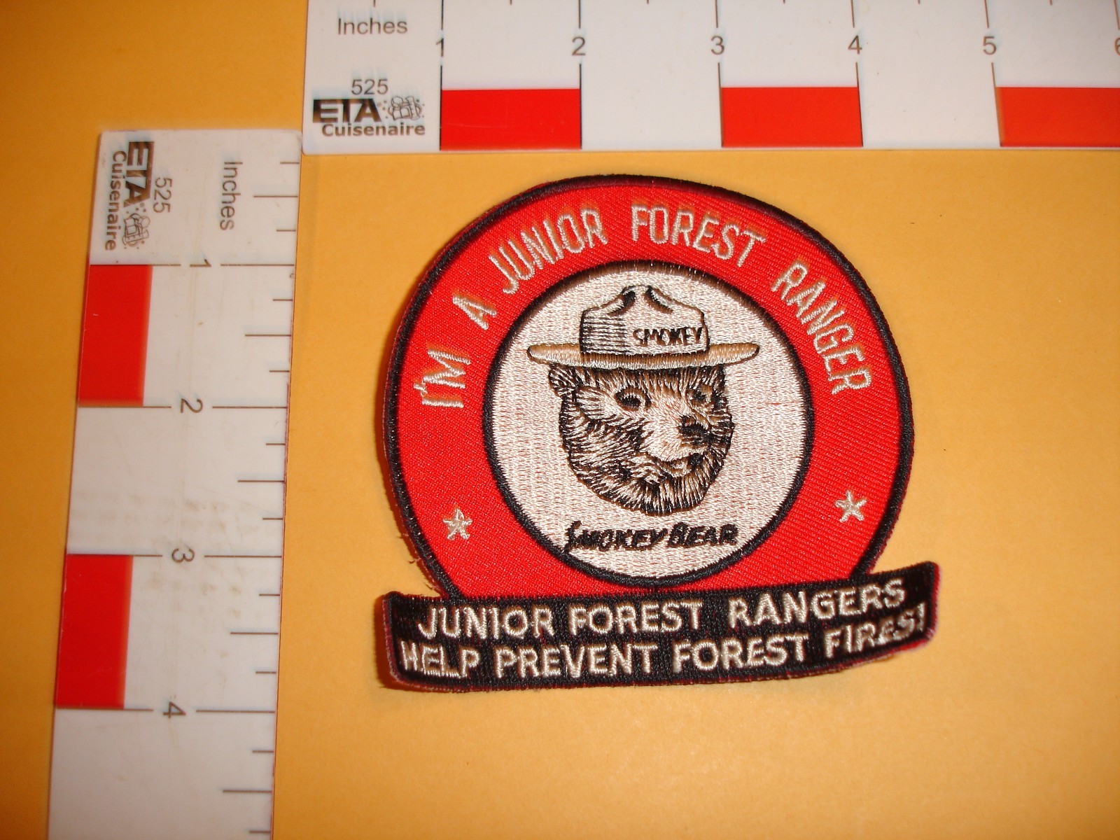 Vintage Firefighter patch I'm a junior forest ranger Smokey Bear Help prevent