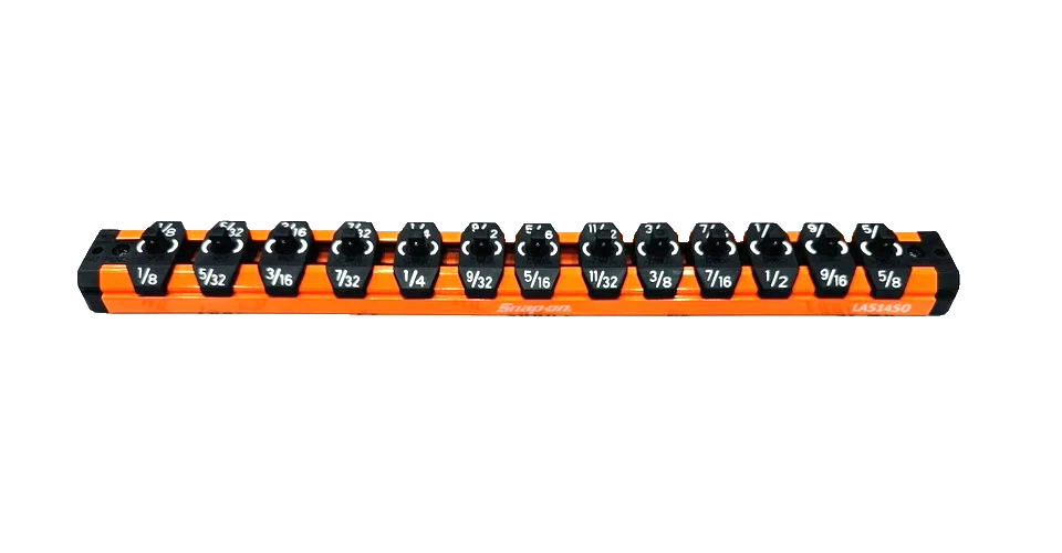 Snap-on Tools NEW ORANGE 1/4” SAE Lock-A-Socket Magnetic Rail Organizer LAS14SO