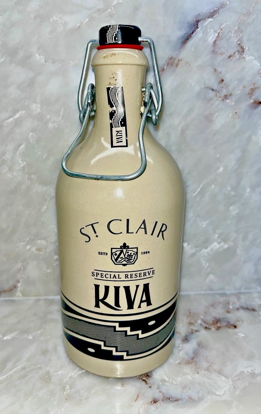 St. Clair Special Reserve KIVA Liqueur Empty Bottle with Bail Latch Pre-Owned