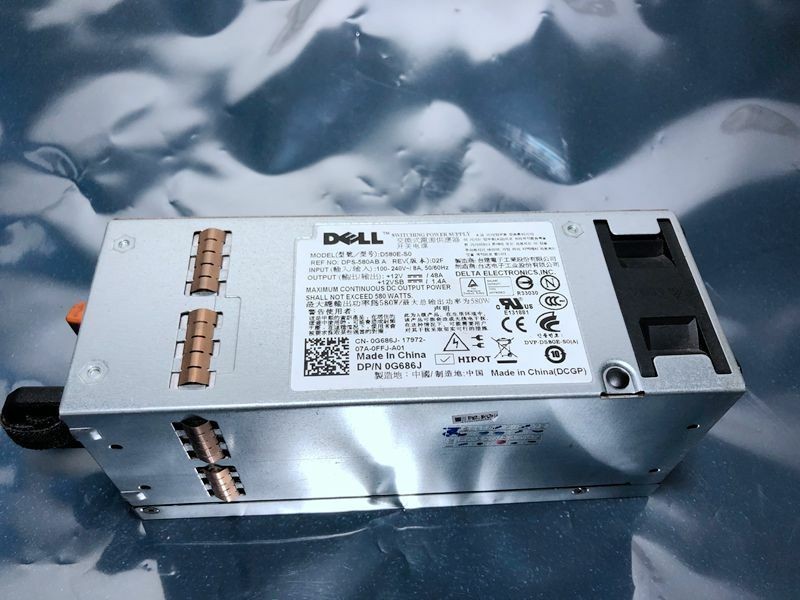 1PC  580W Power Supply F5XMD H371J G686J A580E-S0 D580E-S0 for DELL T410