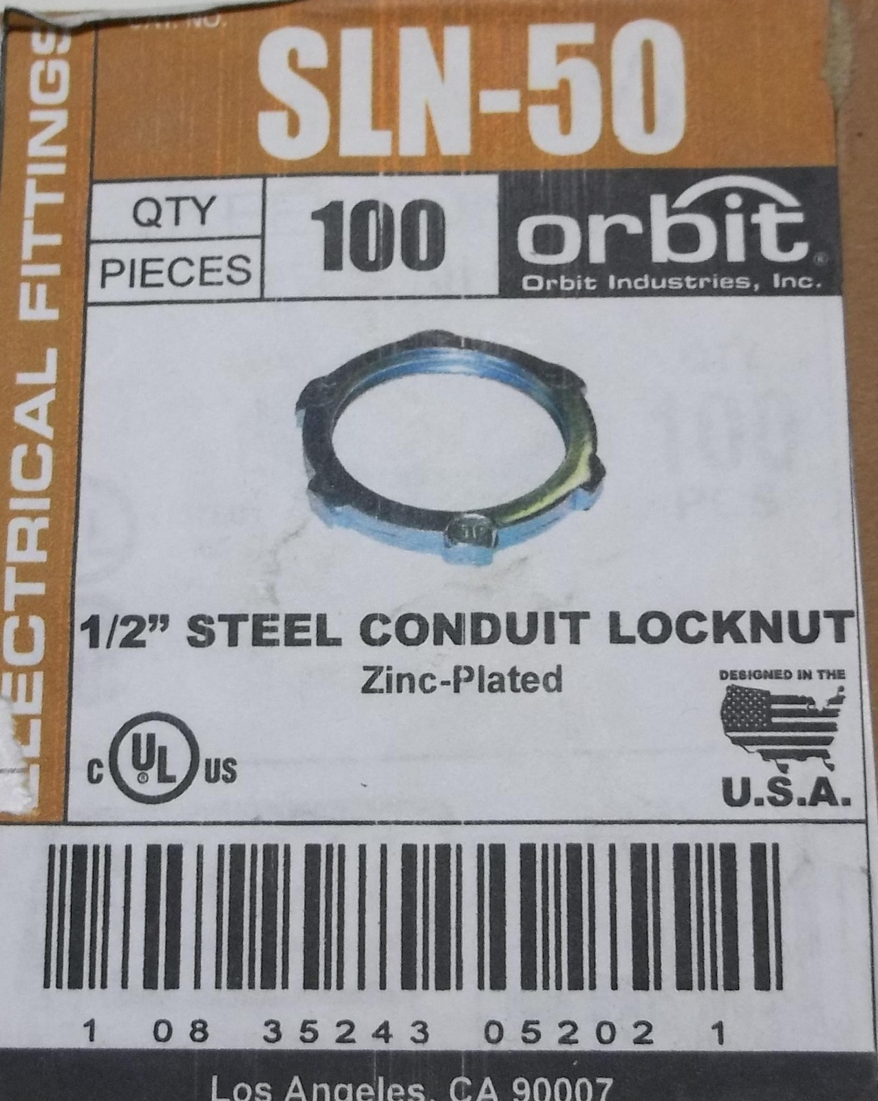 20pc Orbit SLN-50 Steel Locknut 0.5 Inch 1/2" locknut