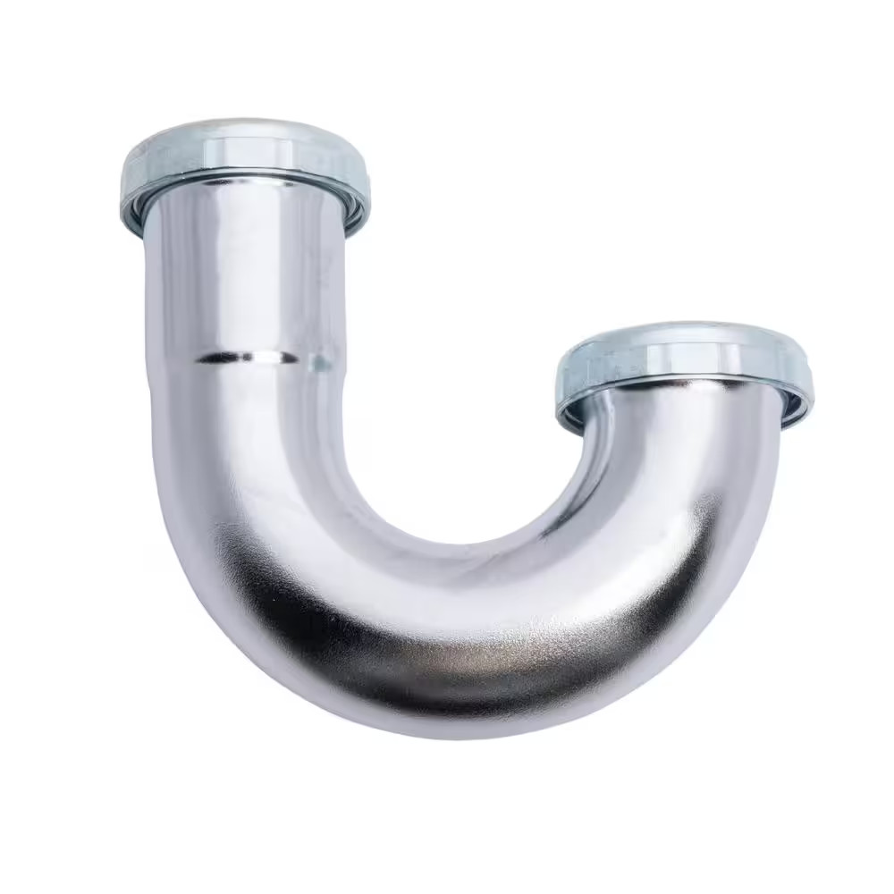 1-1/2 In. 22-Gauge Chrome-Plated Brass Sink Drain J-Bend P- Trap