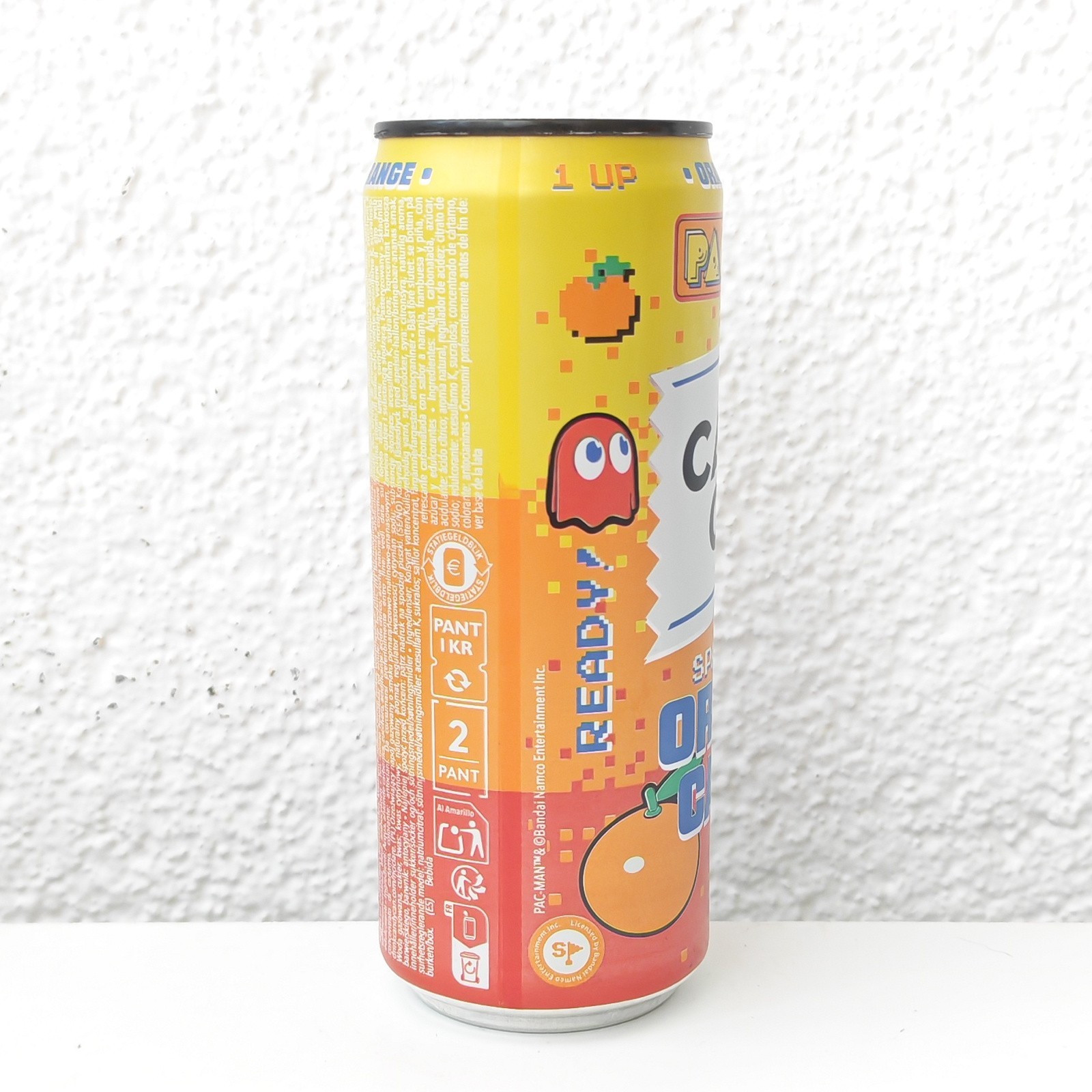 Empty PAC-MAN Candy Can: Sparkling Orange Candy; 330 ml - BOTTOM - Version A