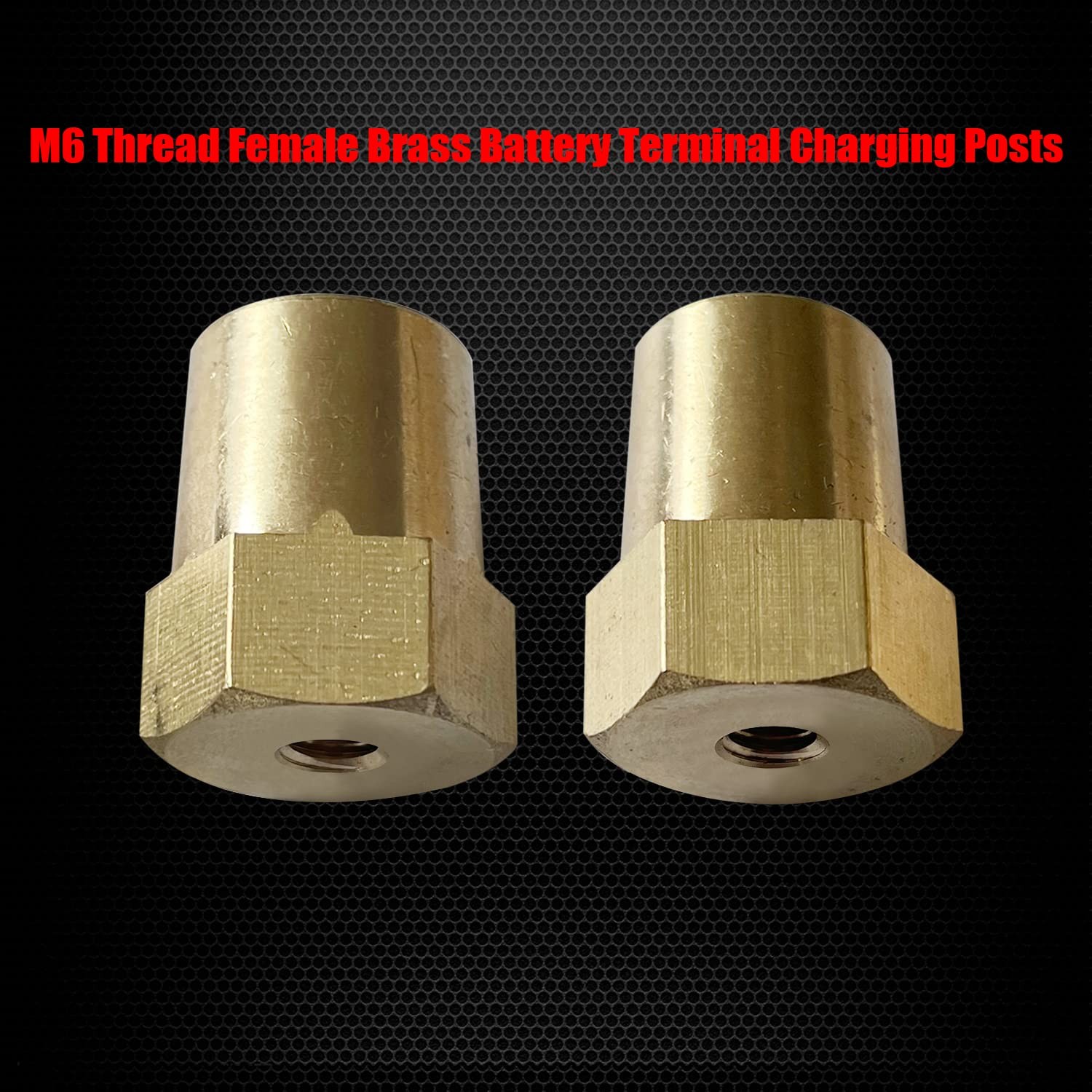 Ampper M6 Thread Female Brass Battery Terminal Post 1 Pair,