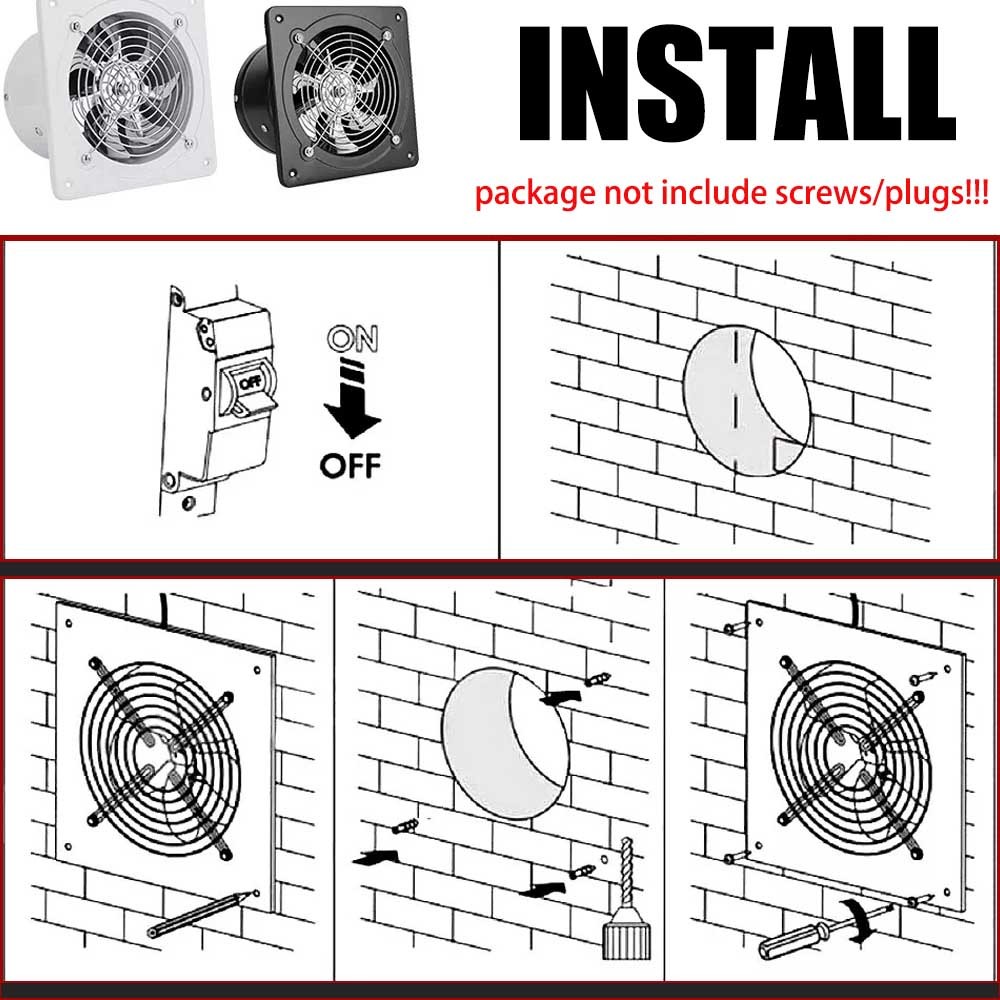 4 Inch Wall-Mounted Square Blower Exhaust Fan Ventilation Extractor Fan
