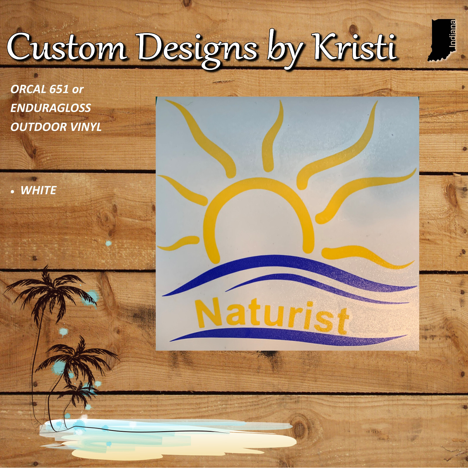 Naturist Symbol "NATURIST" - Two Color Decal Sticker - 5.0" x 5.0" - CAR TRUCK