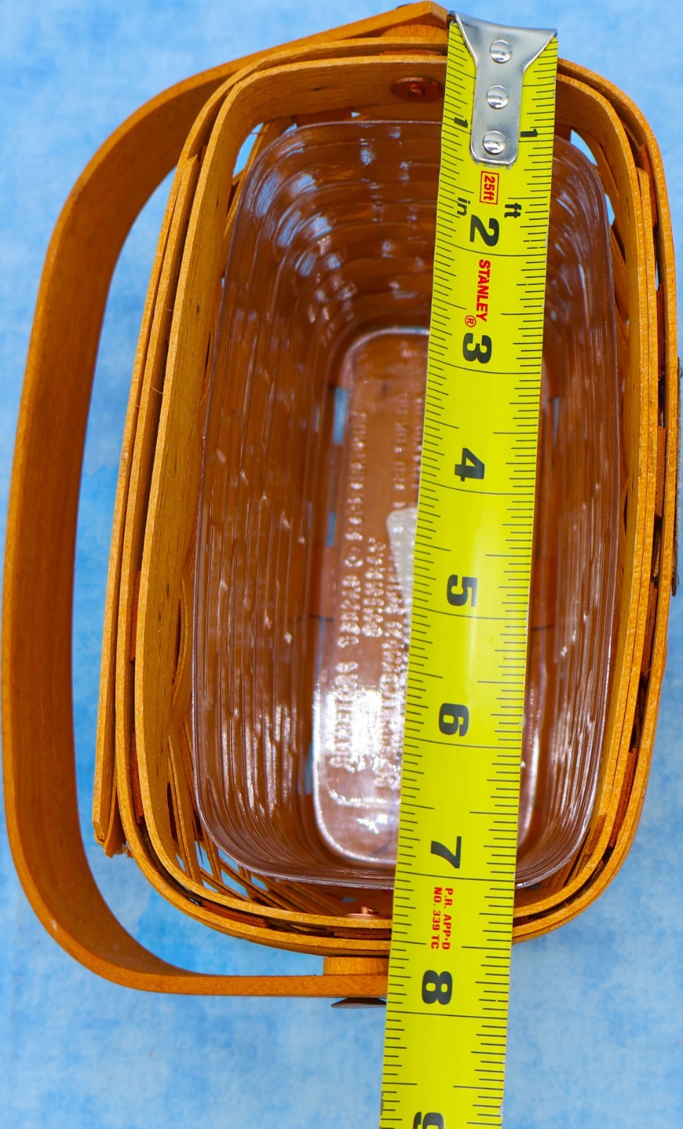 Longaberger 2001 Dresden Basket w Protector Brass Plate Fixed Handle USA