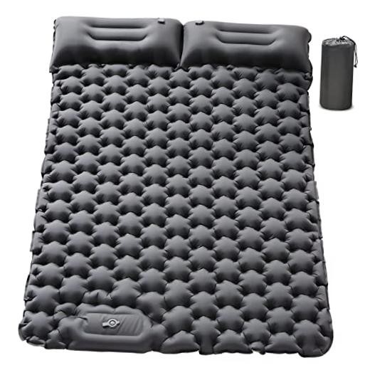 Double Sleeping Pad for Camping - 4" Extra Thick Self Inflating Air Grey-full