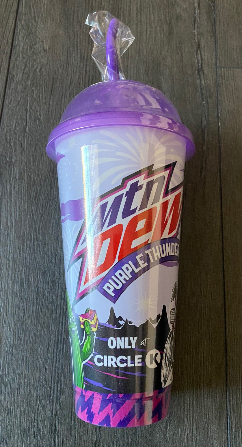 Circle K Mountain Dew Purple Thunder 24 Fluid Ounce Plastic Cup with Straw