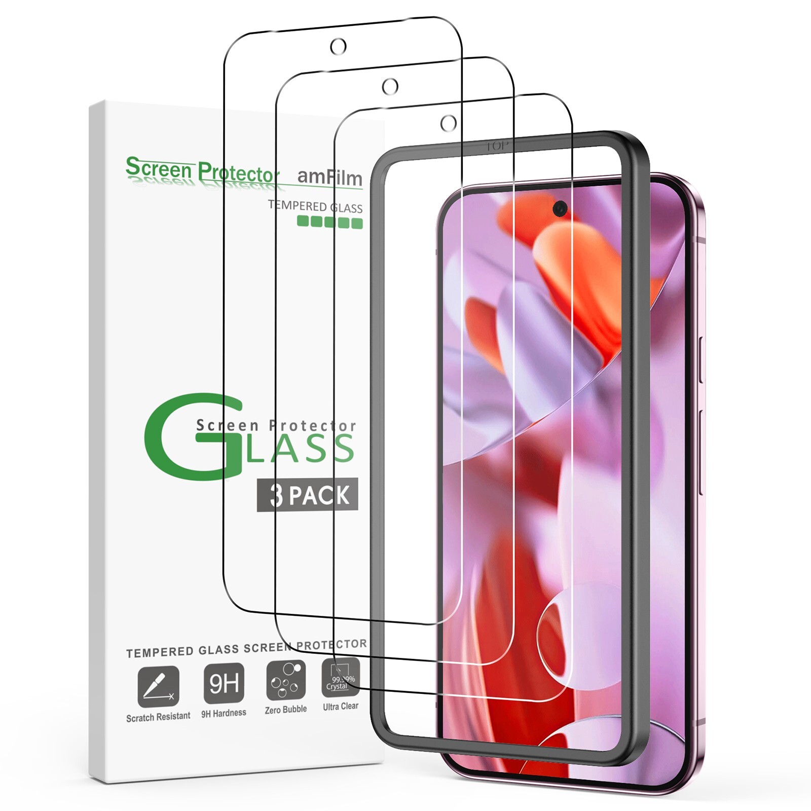 amFilm Designed for Google Pixel 9 Pro XL 6.8" 2024 Screen Protector, 3 Pack