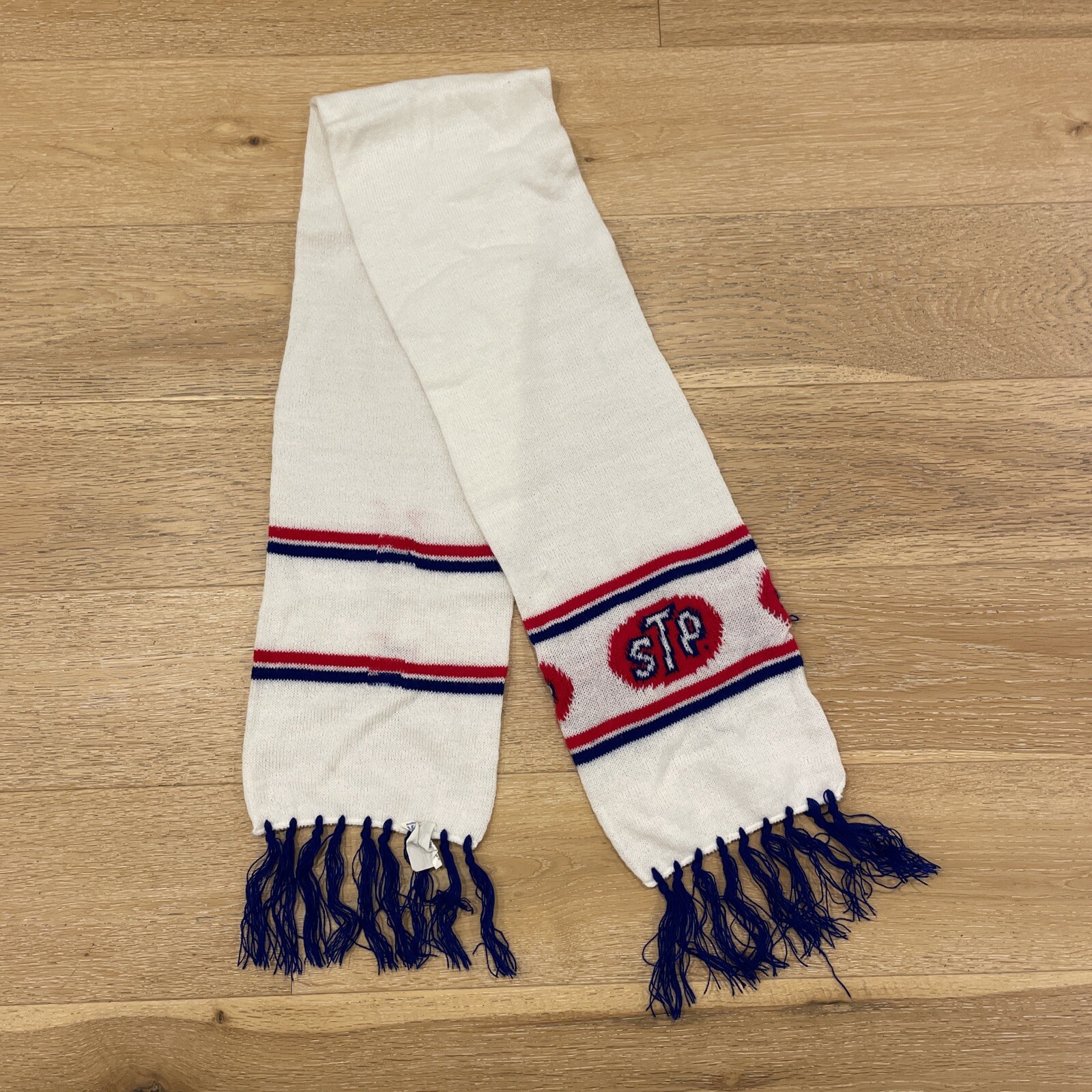 VERY RARE! Vintage 1970s STP Motor Oil Unused Winter Scarf With Tassles Old Logo