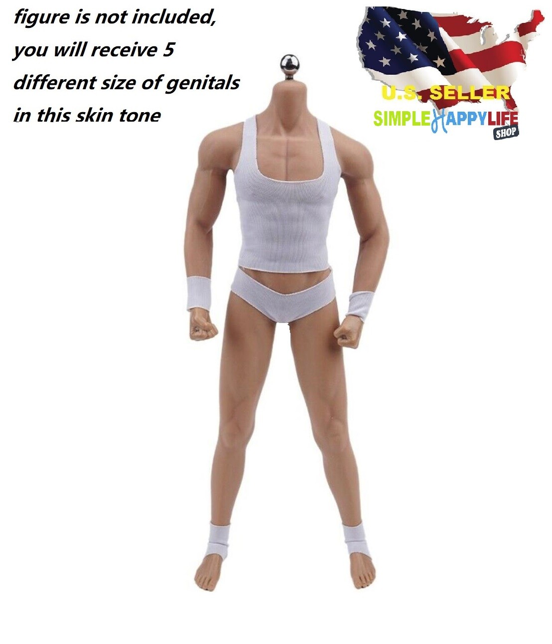 5 x BIG 1/6 scale light suntan skin genitals Penis for Phicen 12" Male body❶USA❶