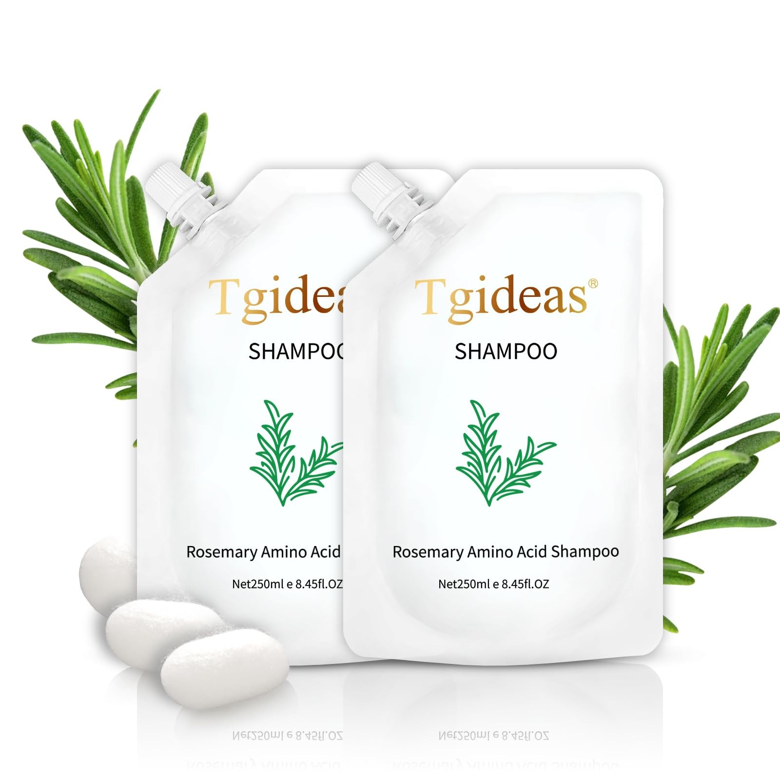 Tgideas Rosemary Biotin Amino Acid Shampoo, 8.45 Fl Oz (Pack of 2), White