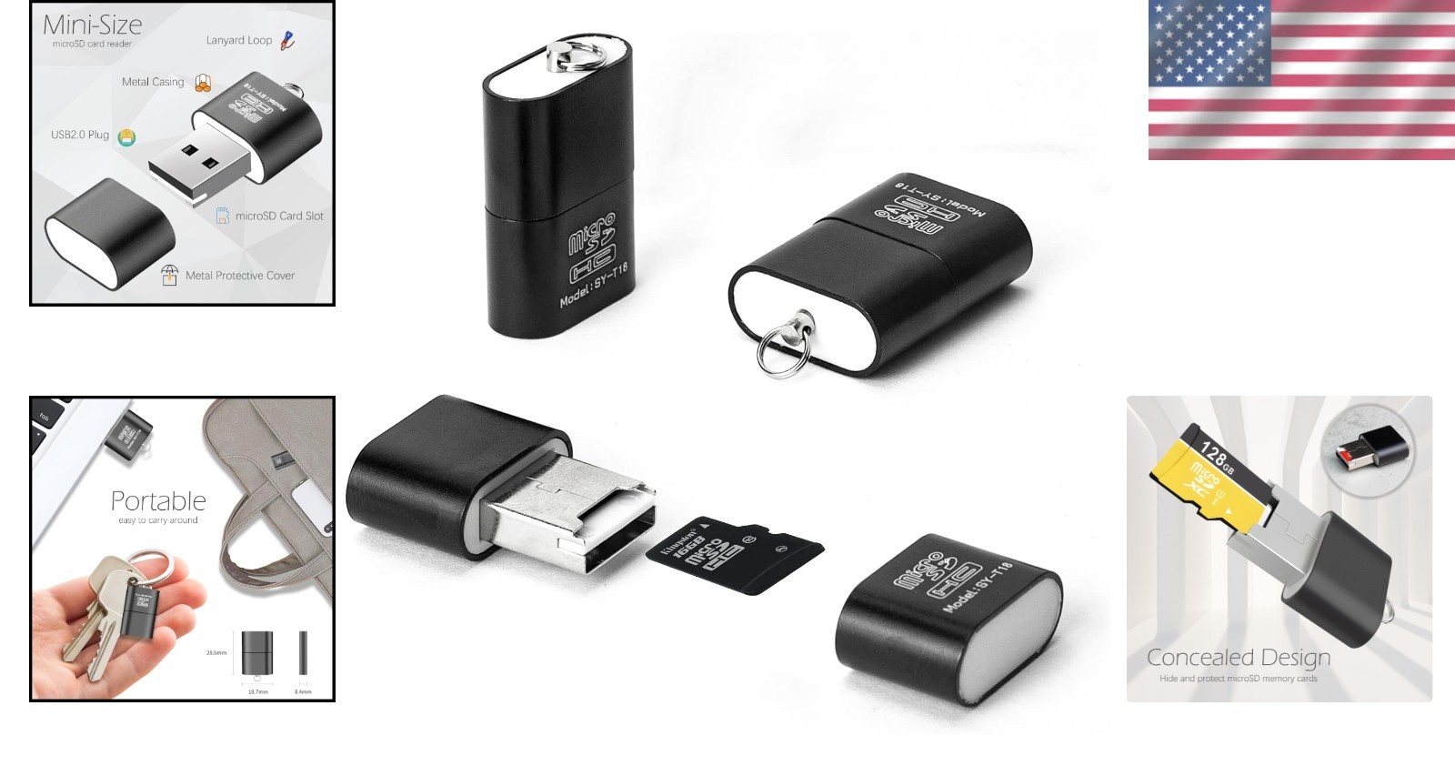 Aluminum Alloy Micro SD Card Reader 3 Pack - Compact USB Solution for Cameras