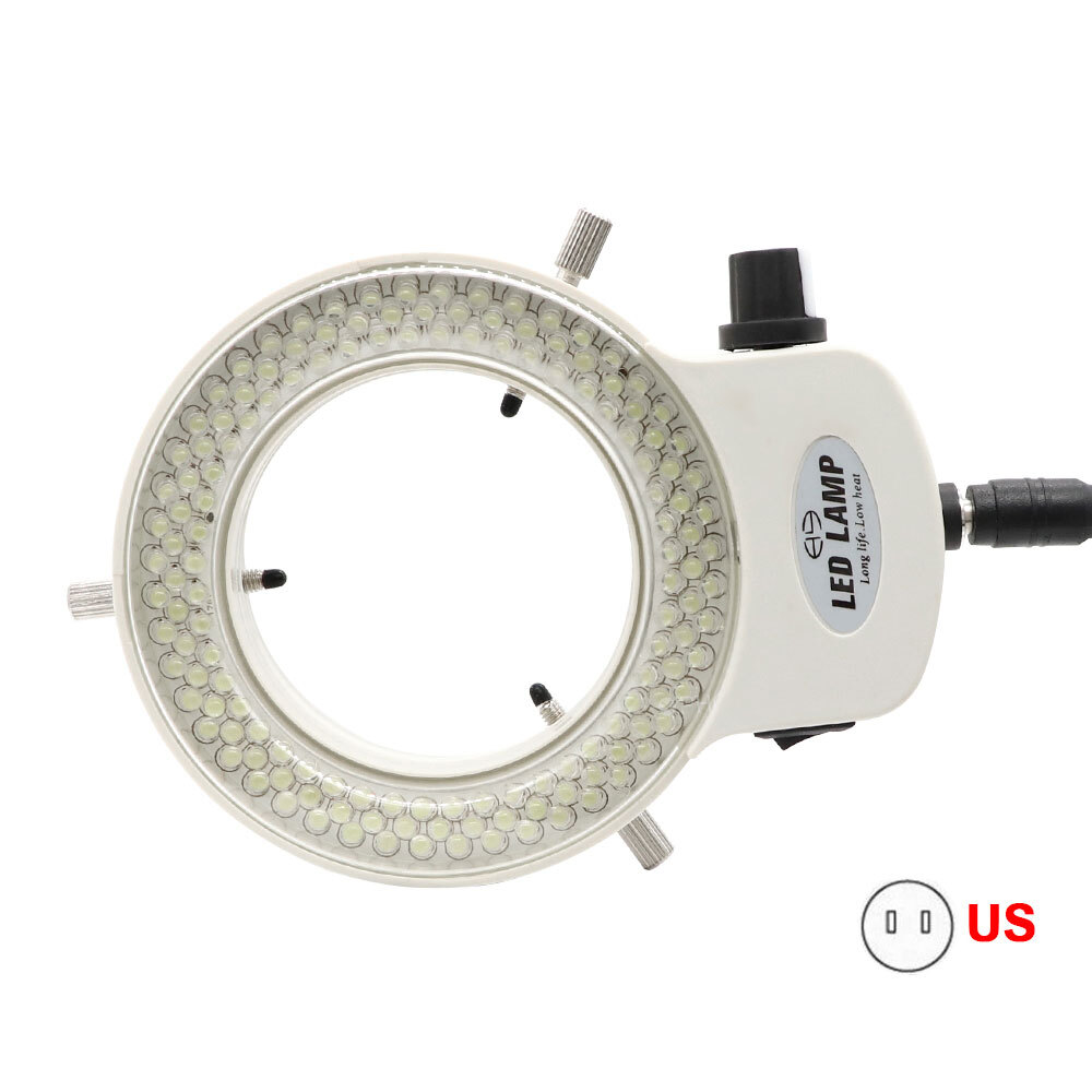 144 LED Stereo Bulbs Microscope Ring Light Illuminator Lamp Adjustable US Plug
