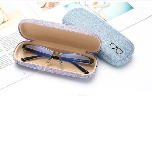 ABAJI Eyeglasses Case 2PCS Reading Glasses Box Fiberflax Hard Shell Lint