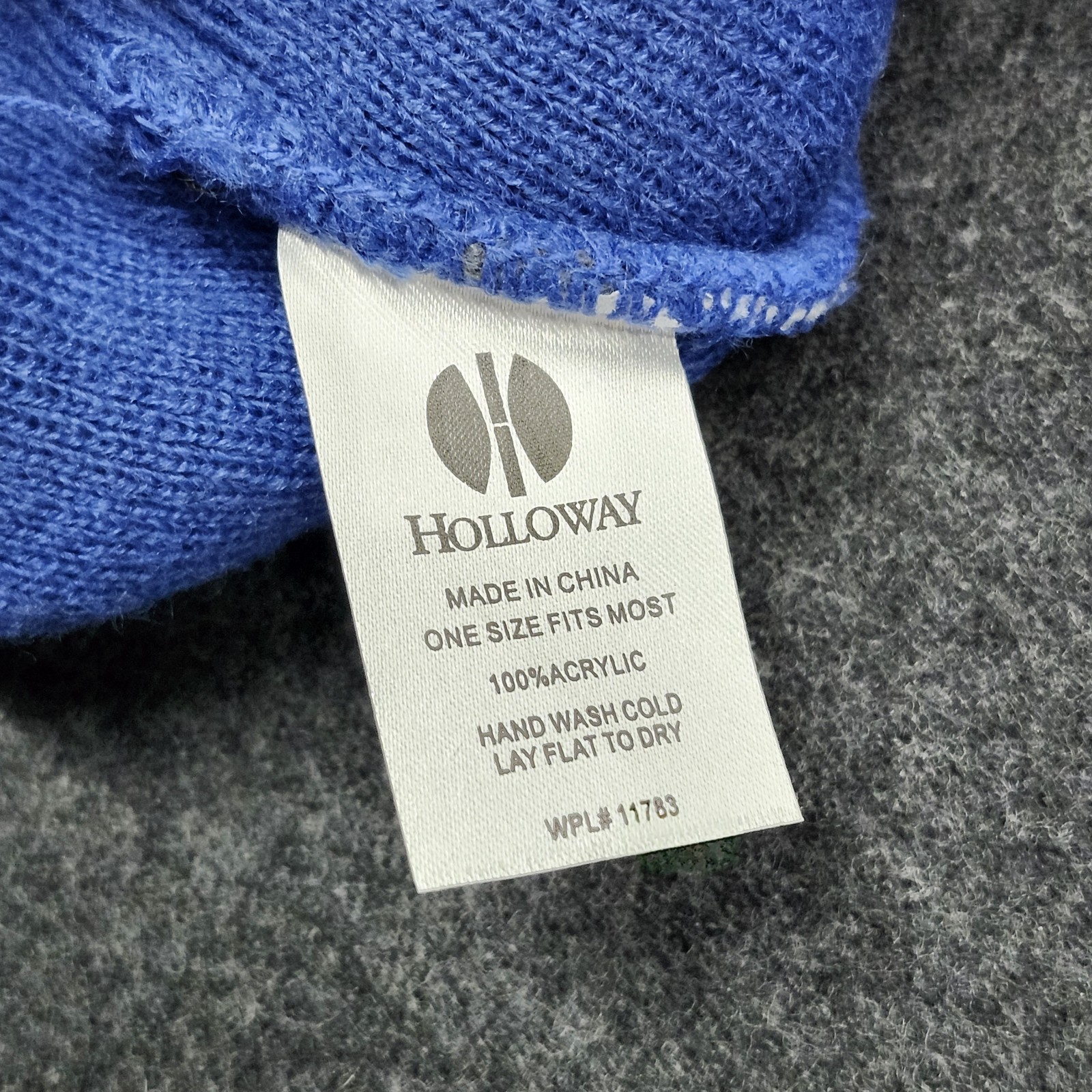 Holloway Sports Wear One Size Blue Gray White Striped Warm Winter Beanie Ski Hat