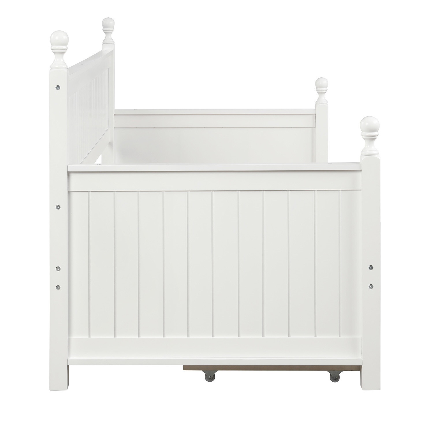 Twin Size Wood Daybed Wooden Bed Frame Sofa Bed with 3 Drawers White/Gray