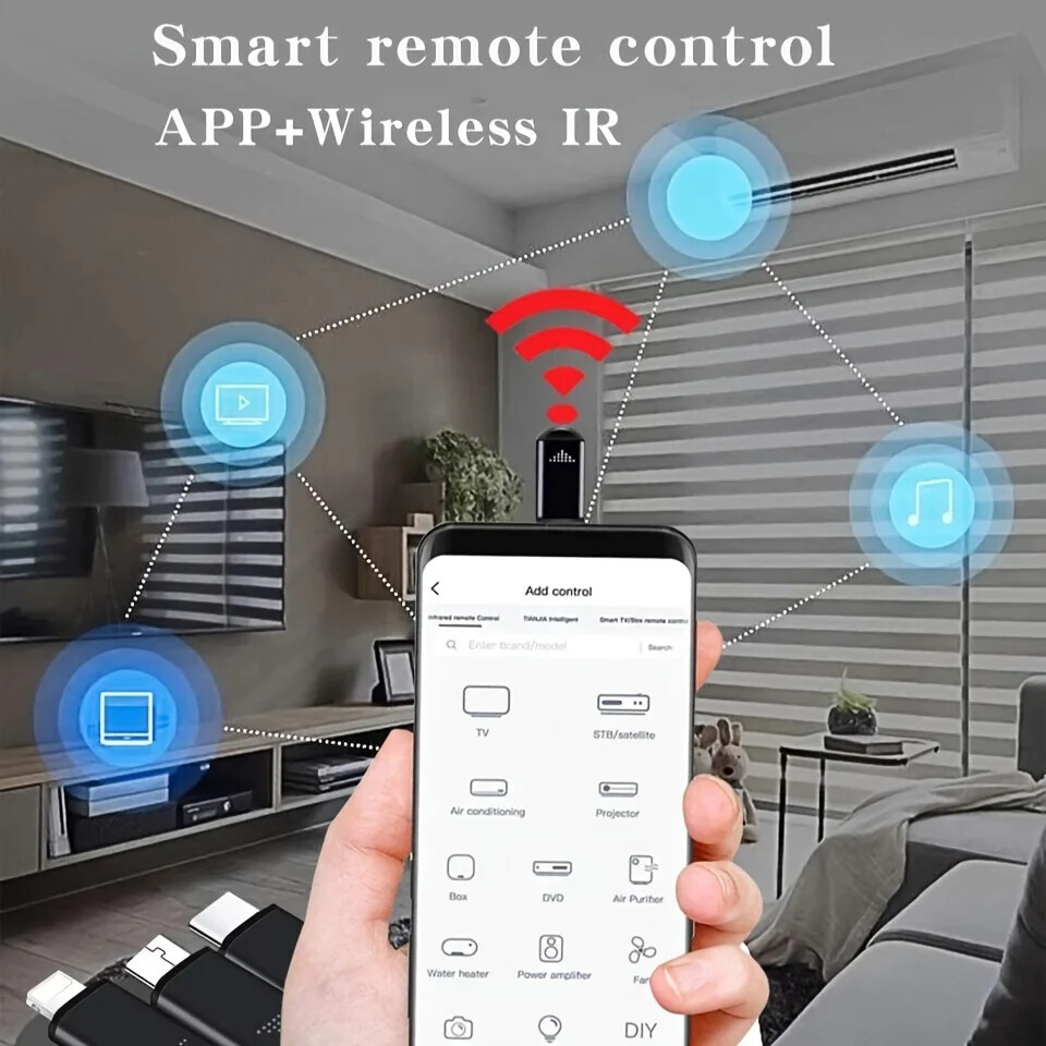 Universal Mini Smartphone IR Remote Controller Adapter ForTV Air Conditioner Fan