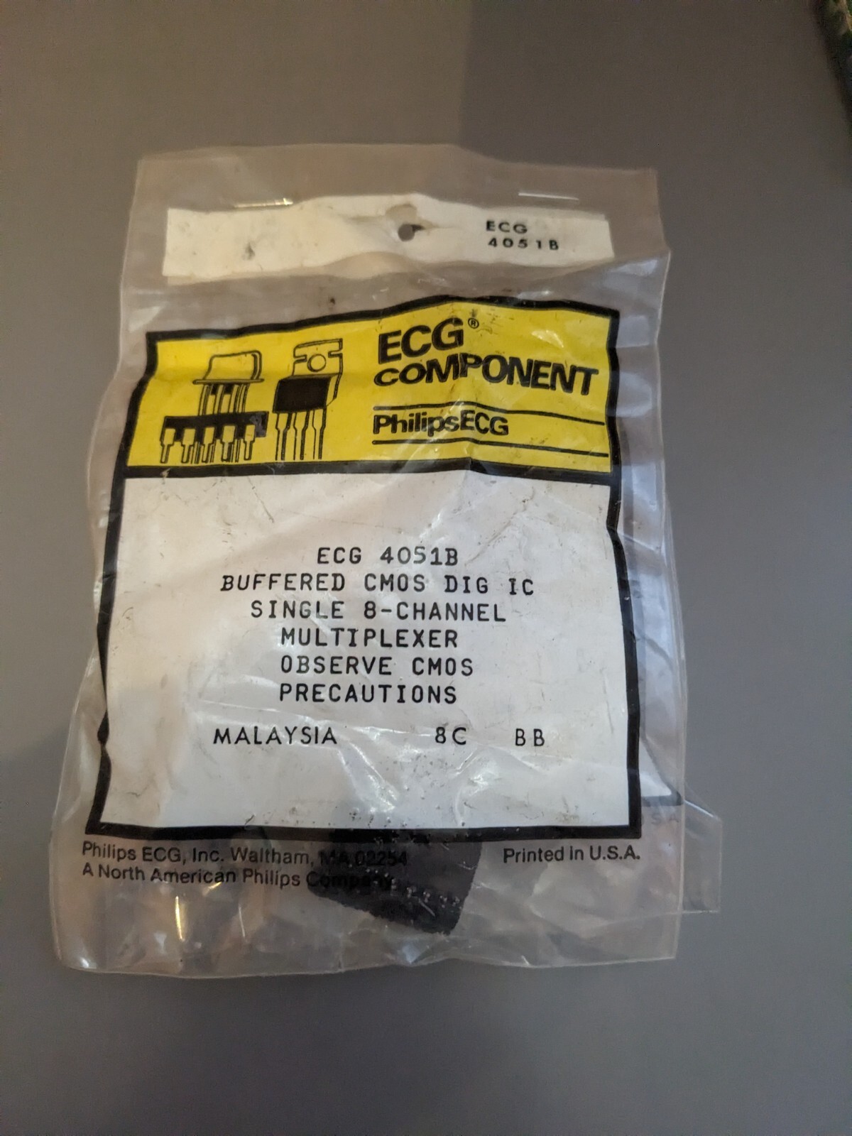 ECG4051B 4051B 8 Channel Multiplexer IC NEW - Lot of 2