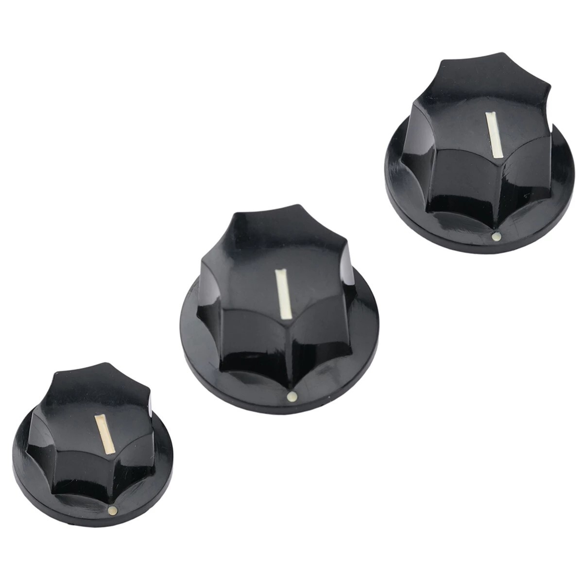 Jazz Bass Guitar Control Knobs Black Push Fit Set or Singles - Guitar Anatomy