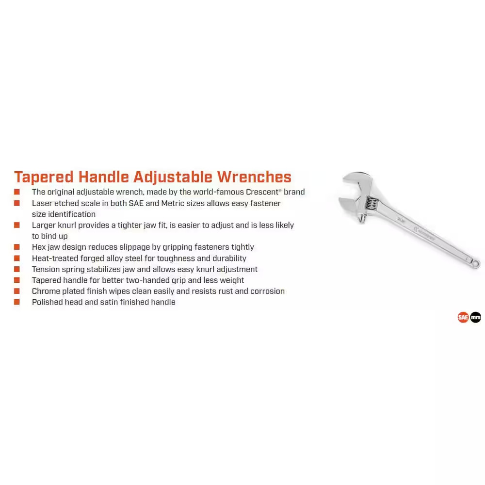 24 In. Chrome Adjustable Wrench