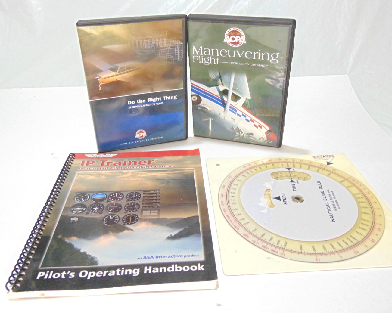 ASA IP Trainer Instrument Pilot Procedures Book, Nautical slide rule, DVDs