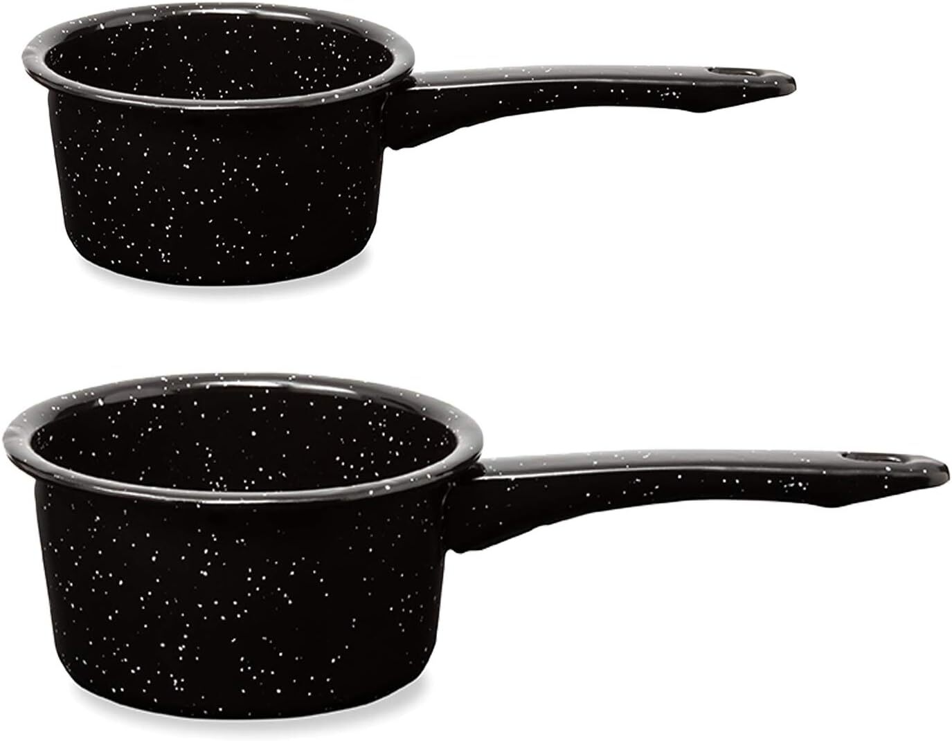 2 Pack Granite Saucepans: Naturally Nonstick 2 - 1 and 2 Quart, Black
