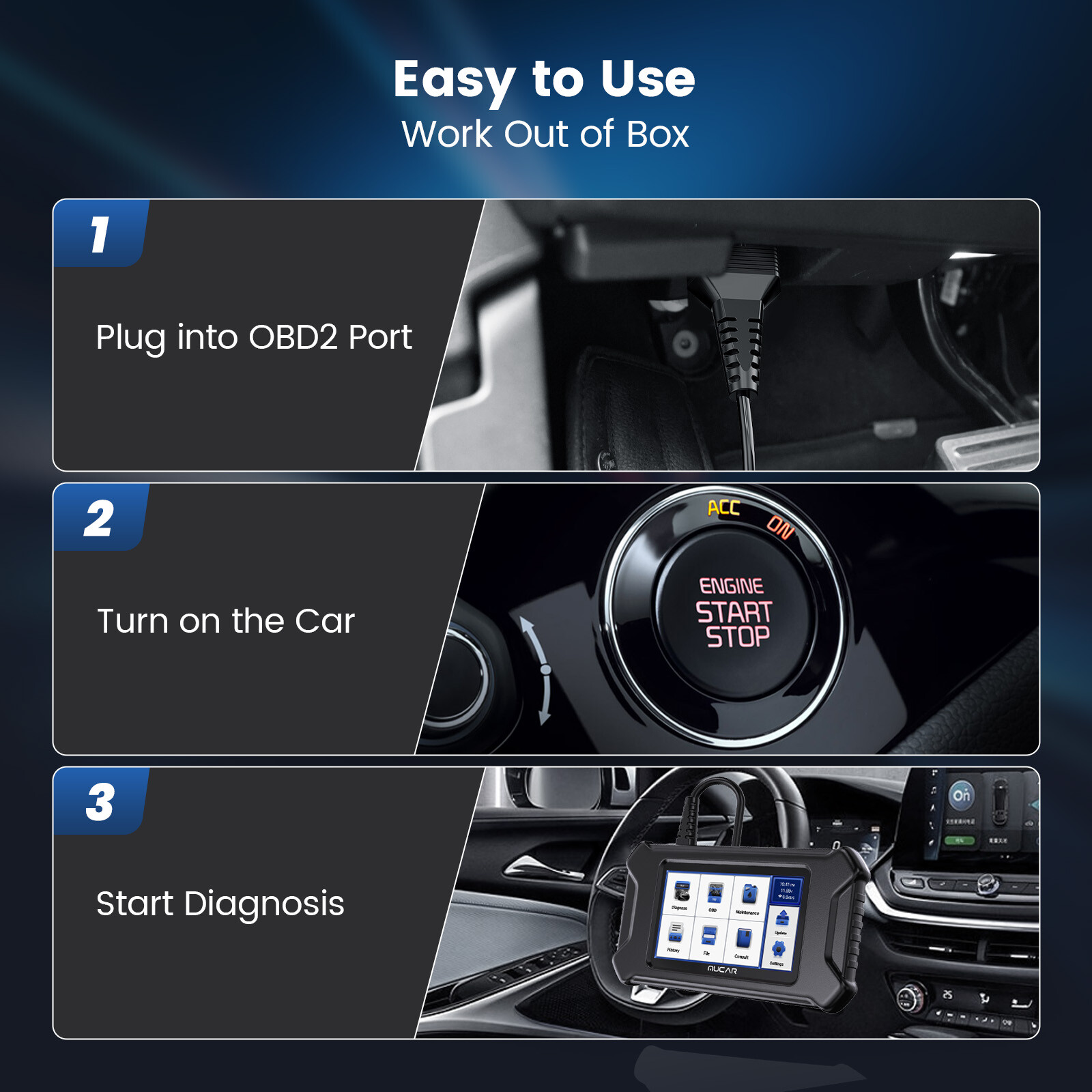 MUCAR CS6 OBD2 Scanner Engine ABS SRS TCM Code Reader Car Diagnostic Tool Oil