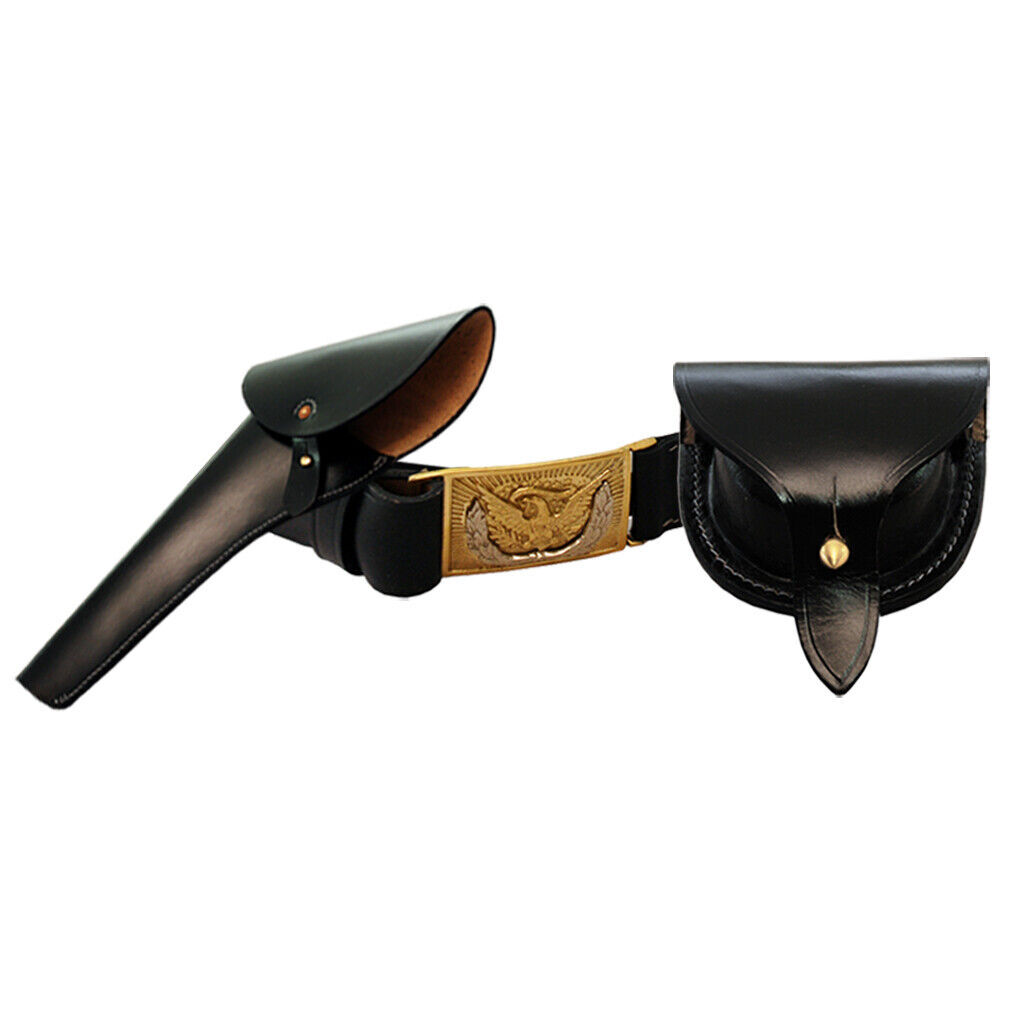 US Civil War Army Leather NCO Waist Belt Eagle Buckle Cap Pouch Leather Holster