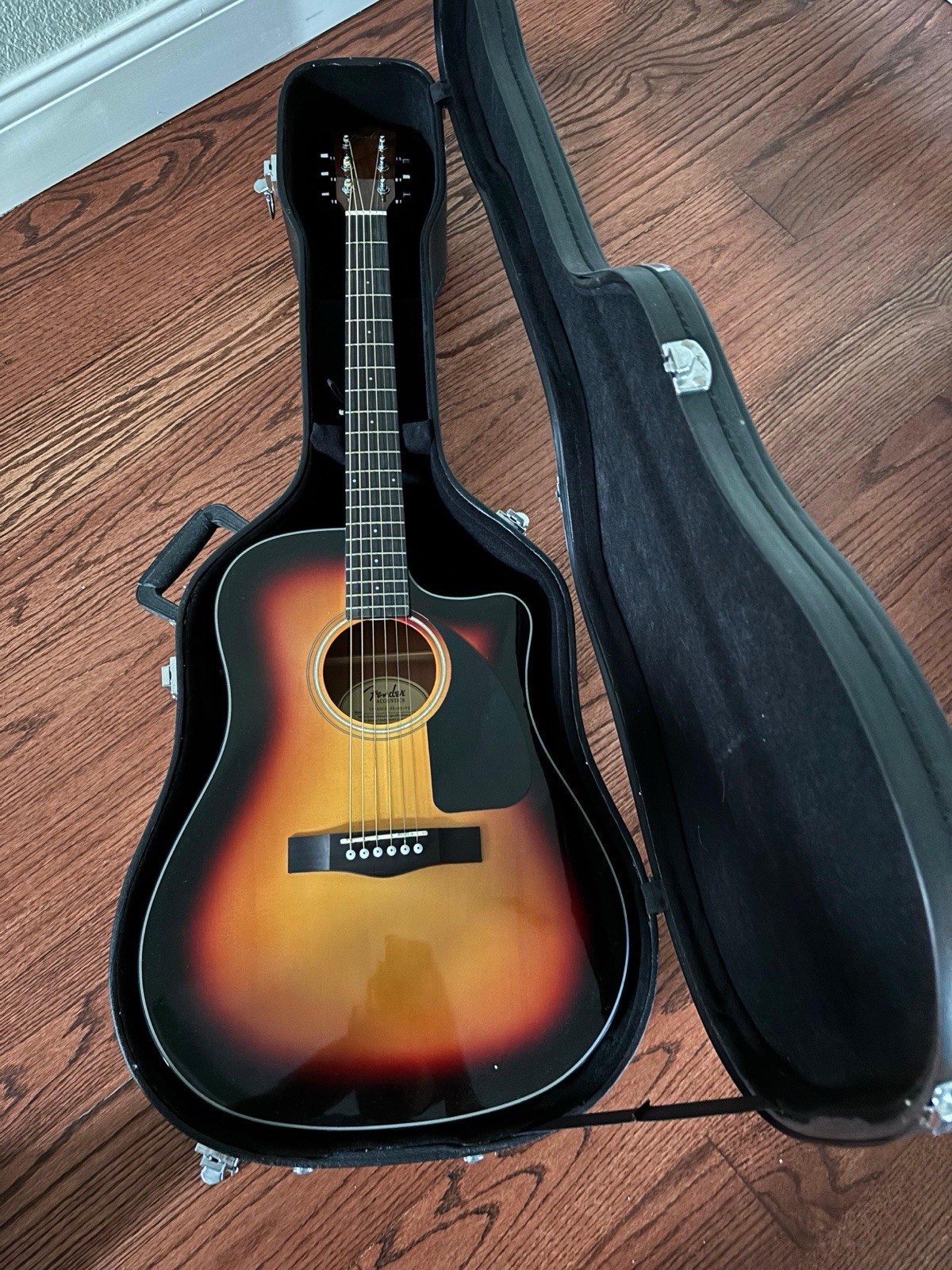 Fender CD-60SCE Dreadnought Acoustic-Electric Guitar, Black, with Hard Case