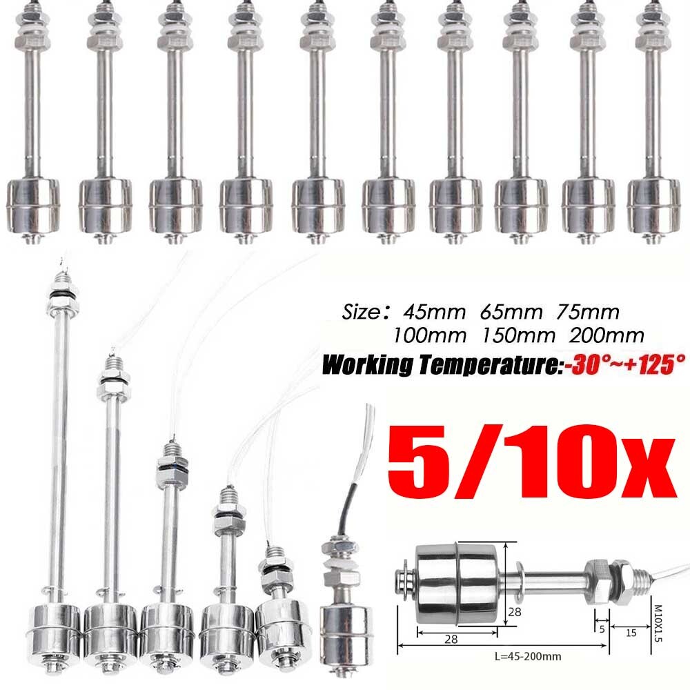 5/10PCS Stainless Steel Liquid Water Level Sensor Horizontal Float Switch Tool