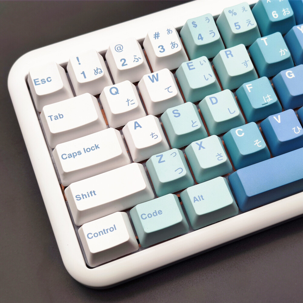 White Blue Gradient Theme Keycap OEM Profile PBT 108 Key Dye-sub for Cherry MX