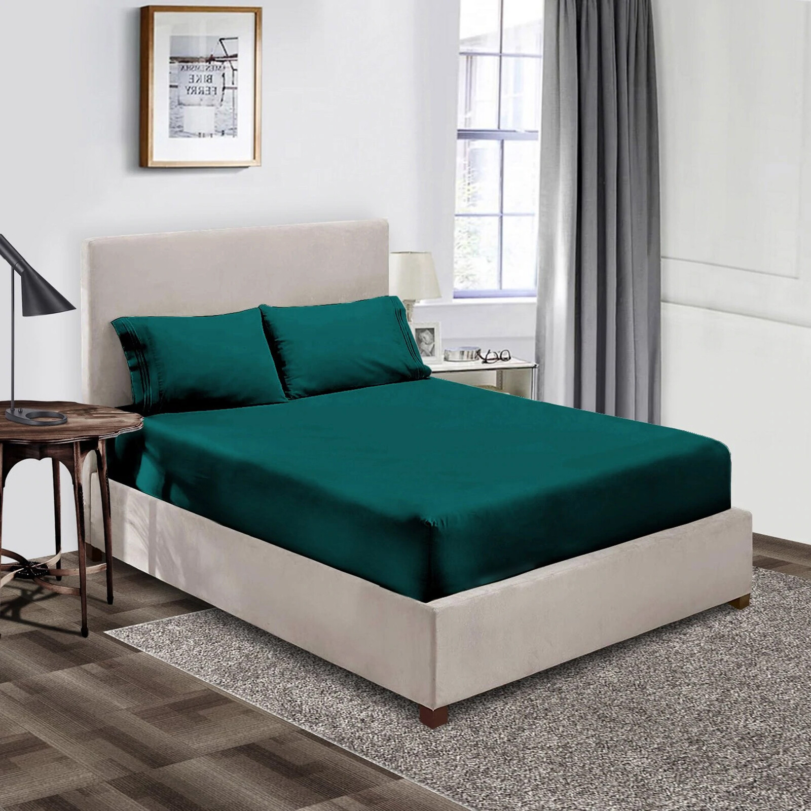 Extra Deep Pocket 6 PCs Sheet Set 1000 Count 100% Cotton Teal Solid