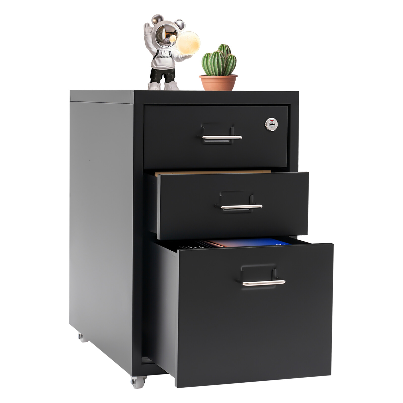 Lockable Vertical File Cabinet Metal Mobile File Cabinet Under Desk Office Home