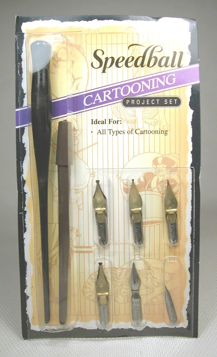 SPEEDBALL CARTOONING PROJECT SET...8 Pc. DIP PEN NIBS...VINTAGE ...USA MADE