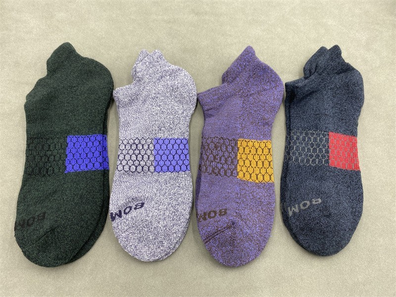4 Pairs Bombas Midweight Ankle Sock Honeycomb Men's 4 Colors Size L 9.5-13