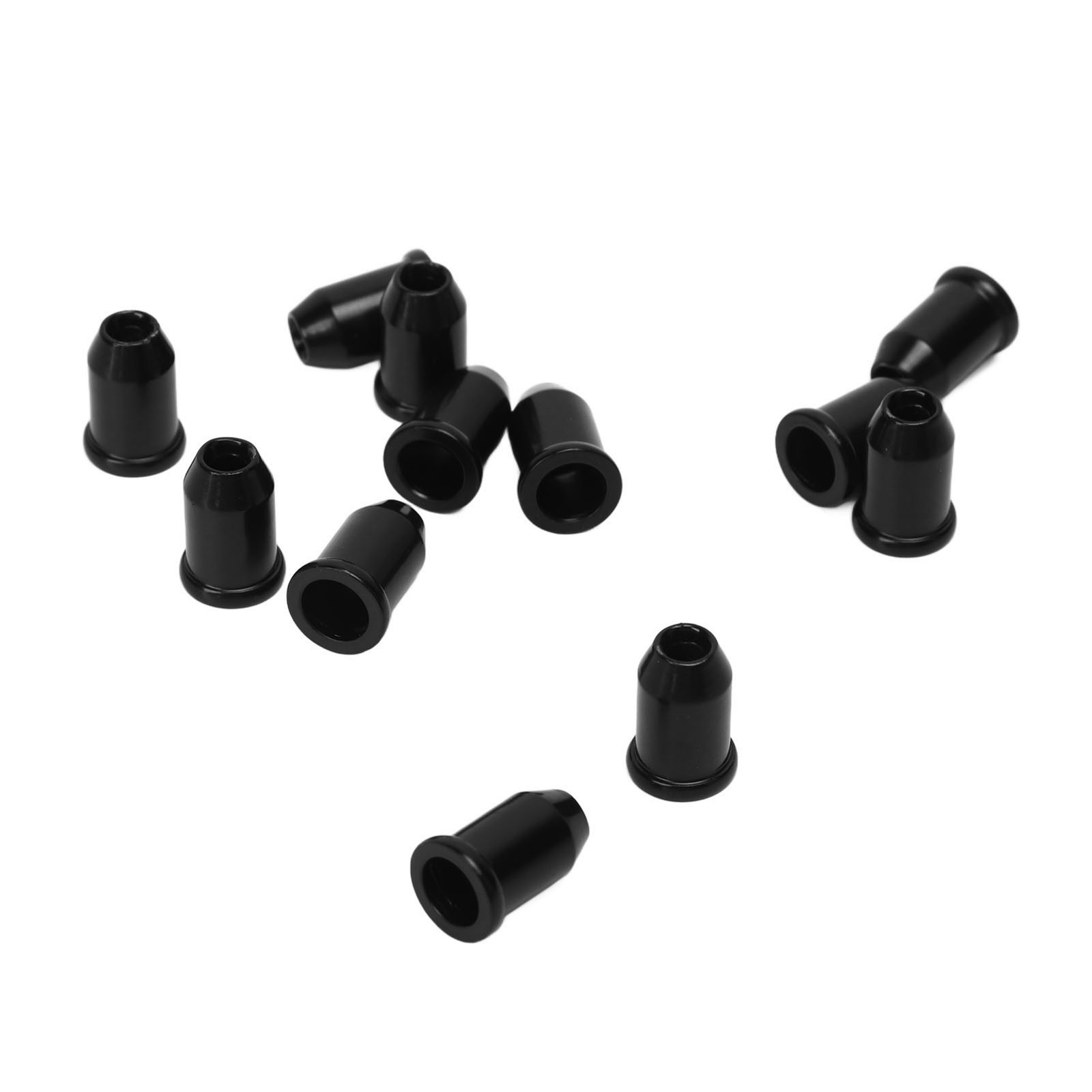 (Black)12x Guitar Ferrules String Cap Mounting Buckle Through Body Bushing ECA