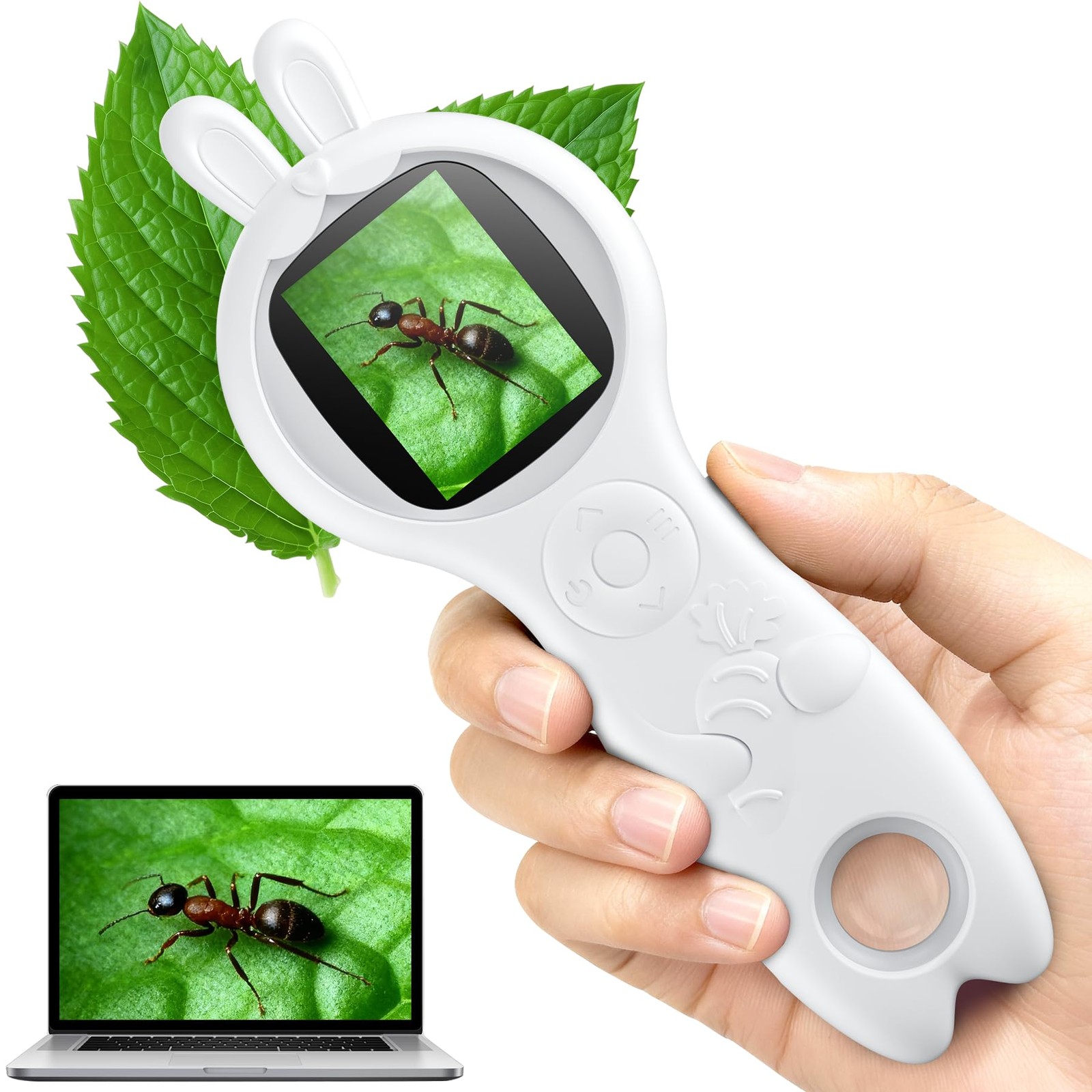 Microscope for Kids, Portable Digital Microscope with 500X Magnifying Glass, ...