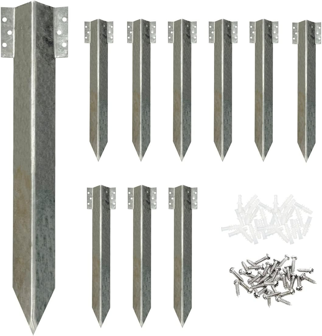 10Pcs Sleeper Stakes,Metal Stake Heavy Duty,Fence Post Repair Stakes Anchors Gro