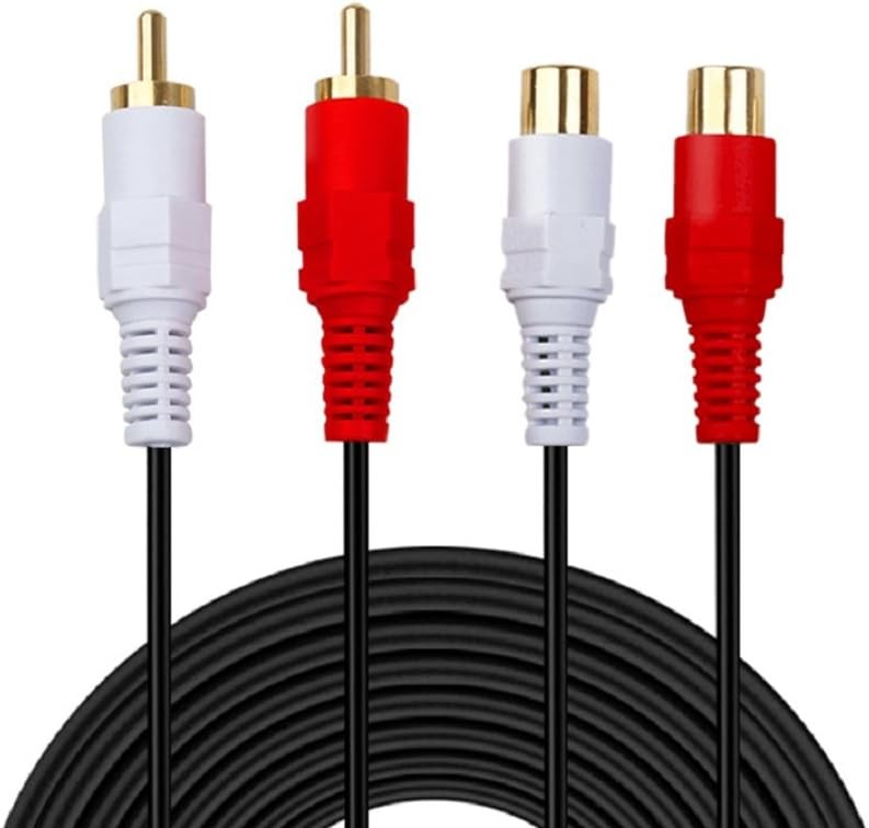 6ft Gold Plated 2 RCA Male to Female Stereo Audio Extension Cable black