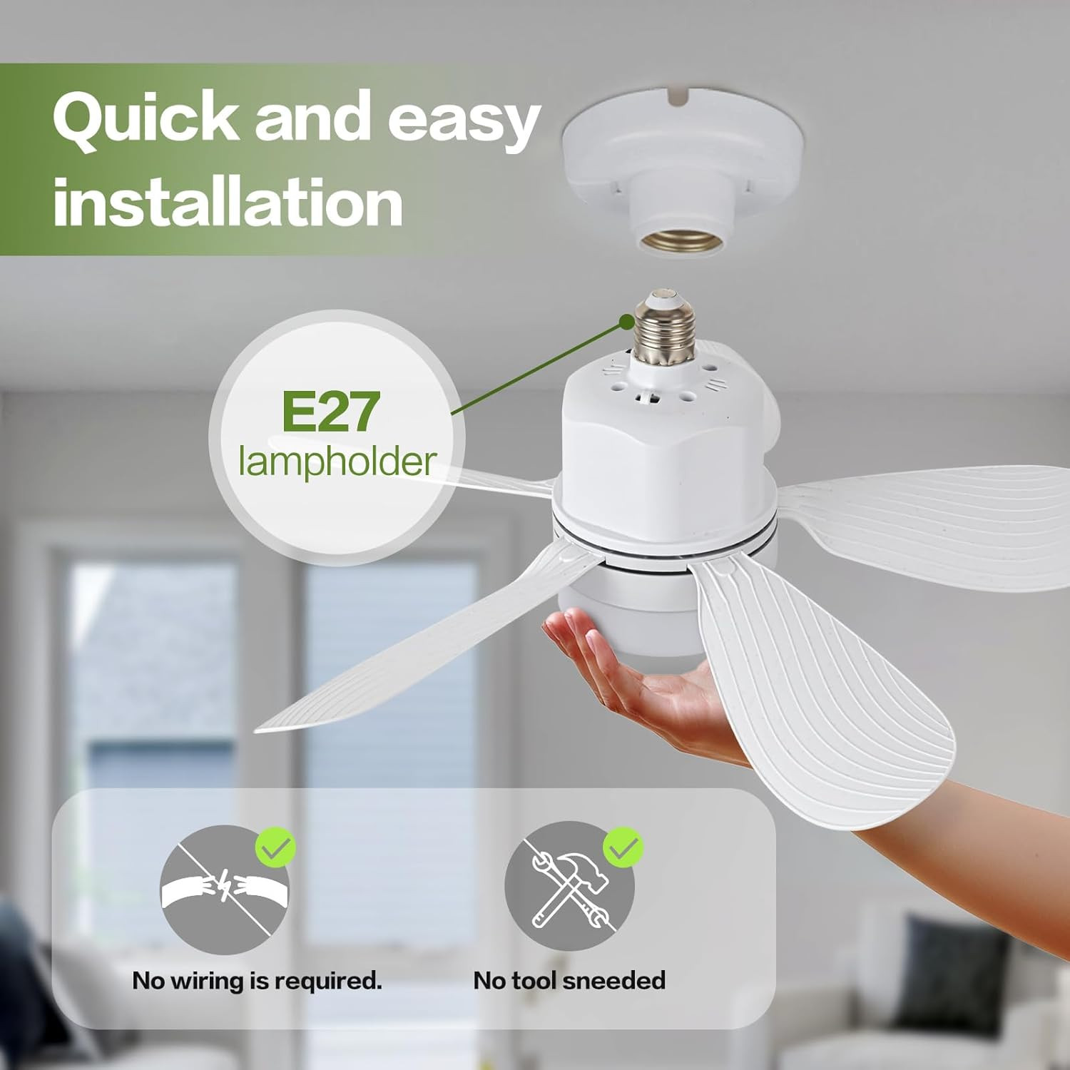 Socket Breeze Socket Fan Light with Remote Control, Portable Small Ceiling Fans