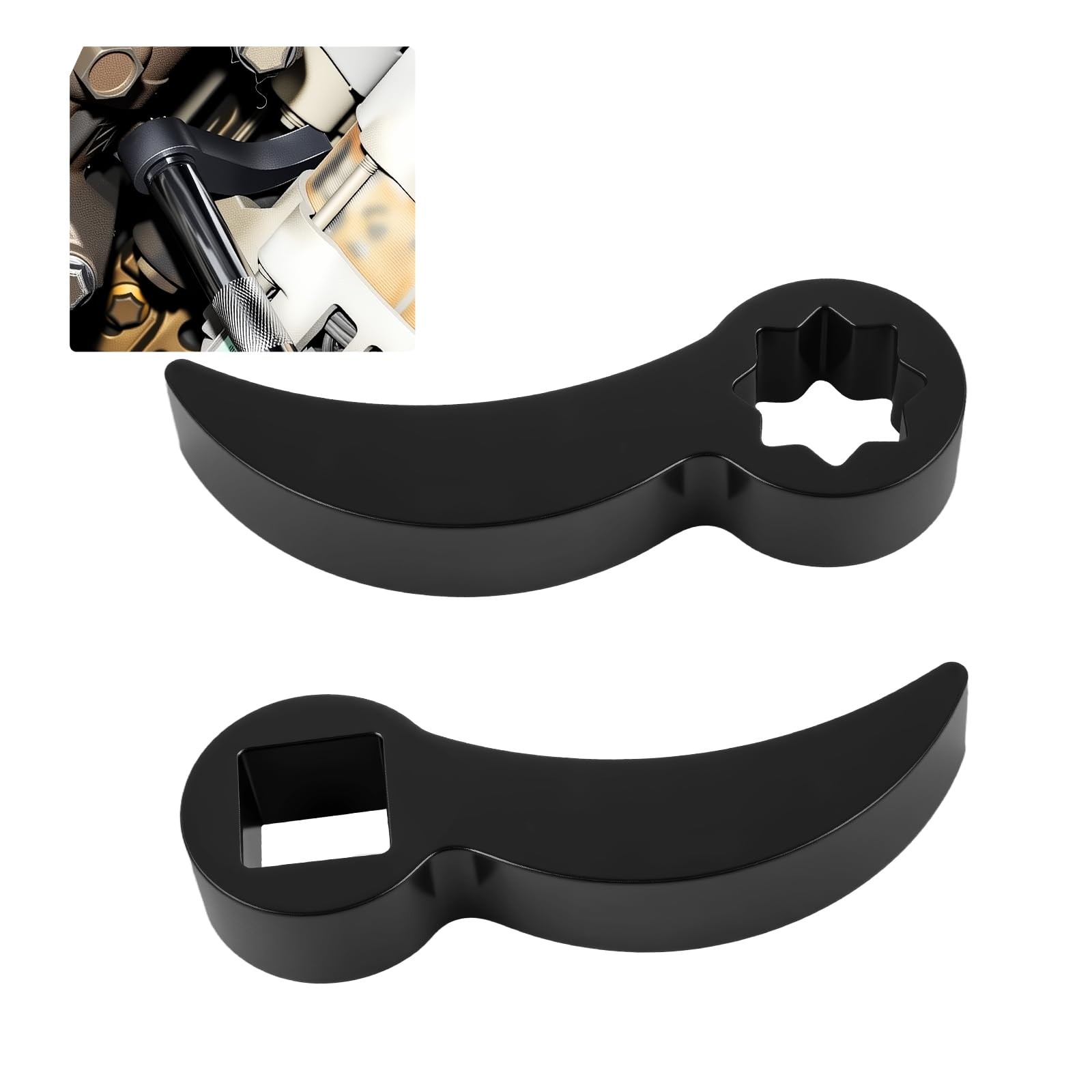 2PCS 4-point & 8-point Pry Bar Wrench Adapter 2.92*0.98*0.47 inch, Black