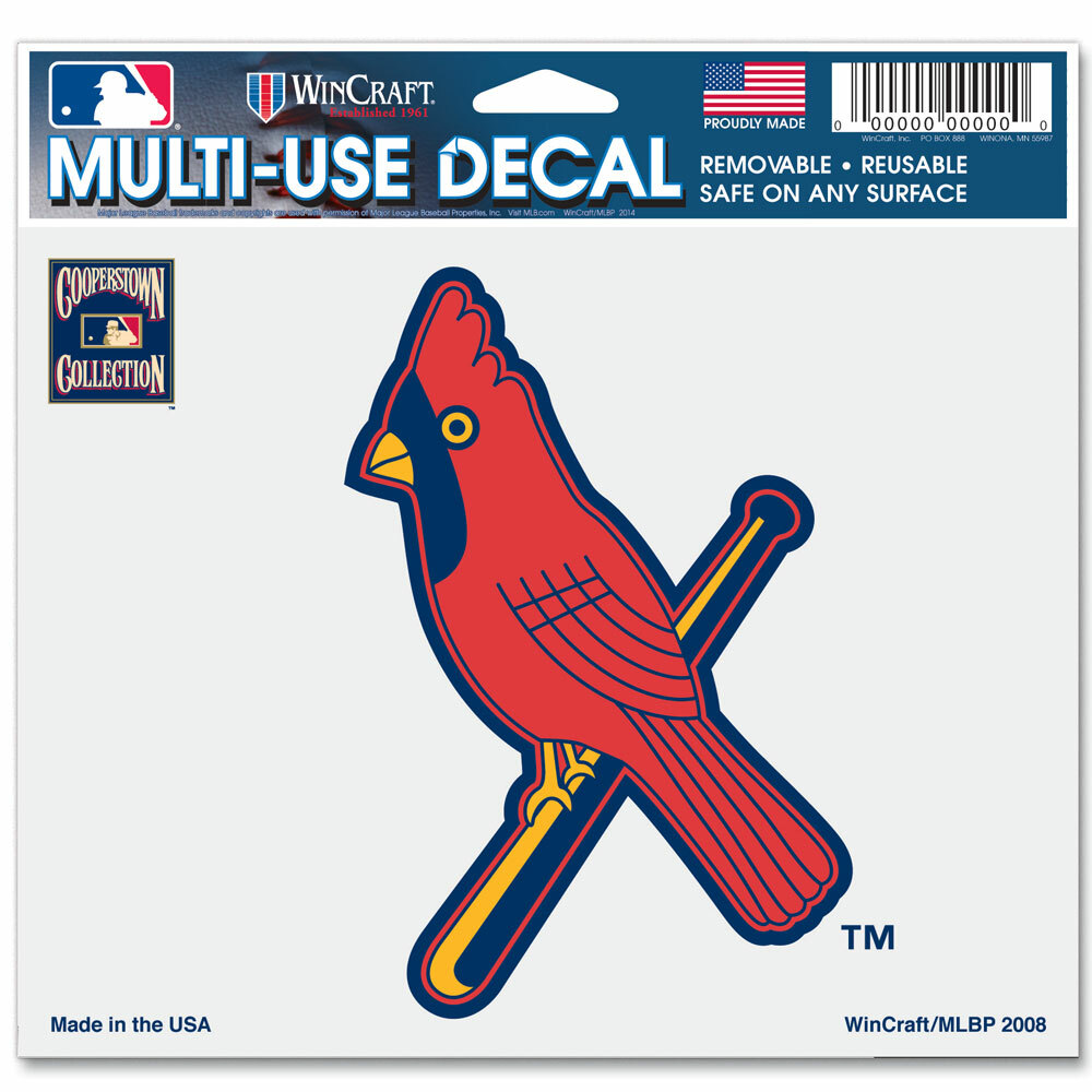 ST. LOUIS CARDINALS COOPERSTOWN COLLECTION MULTI-USE DECAL 5"X6" FOR WINDOWS