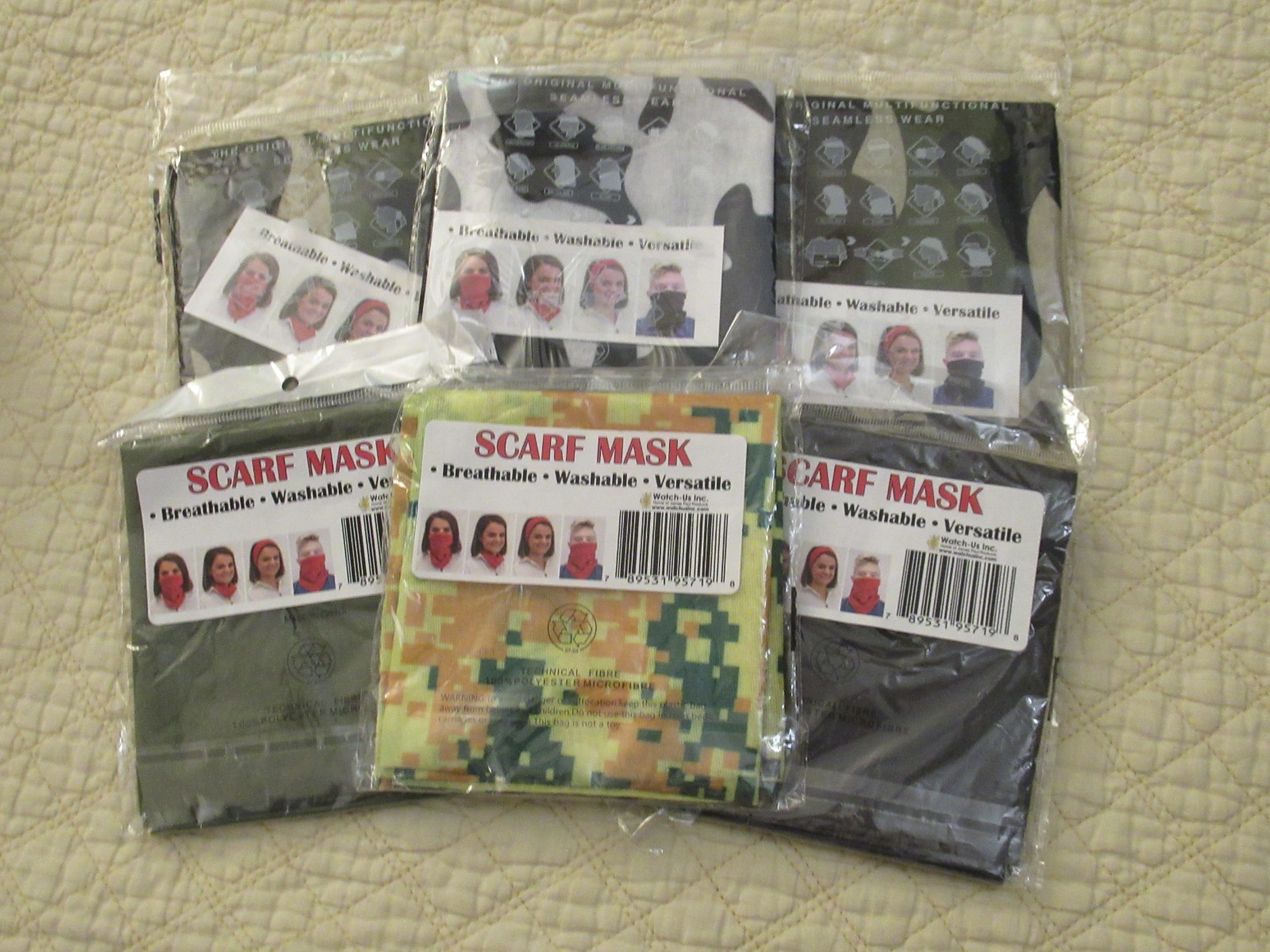 Scarf Masks (Breathable, Washable, Versatile) (Polyester) (Various Colors)