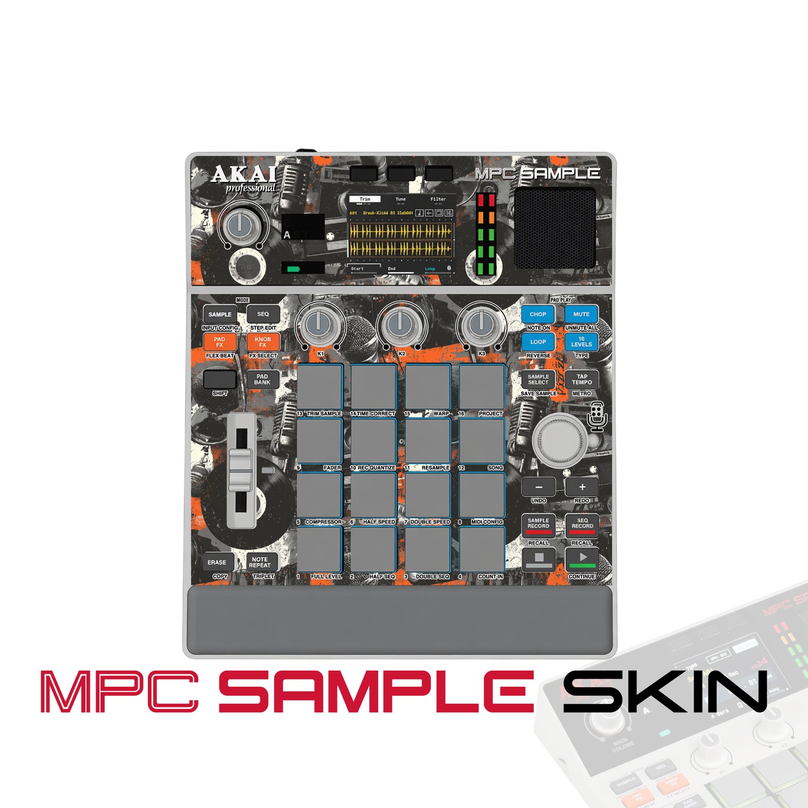 Akai MPC Sample Skin / Mic Static Orange