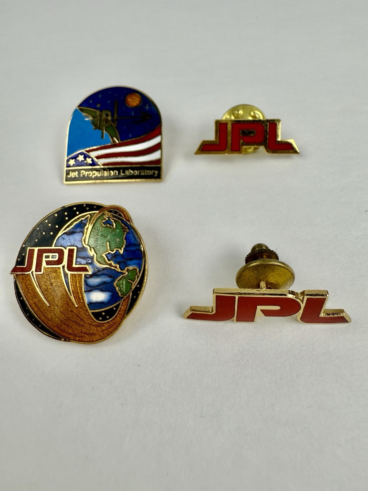 VTG NASA JPL Pins Lapel JET PROPULSION Laboratory Set Of 4 Red Logo 1980s