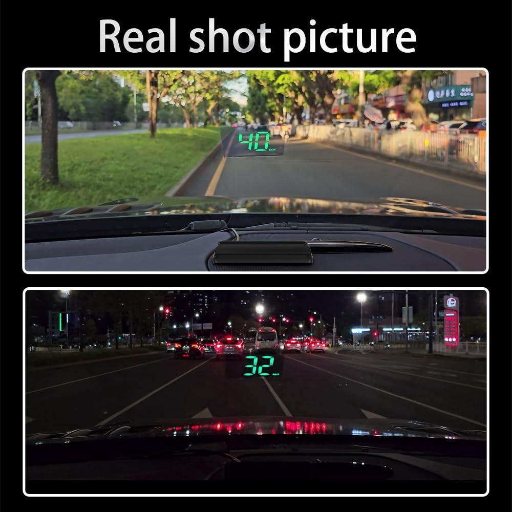 W2 White Head Up Display for Car Large Font Speed Projection, Auto Light Sensor