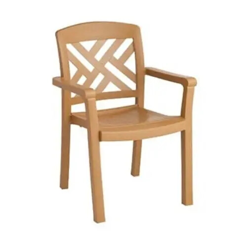 Grosfillex 45451408 Sanibel Classic Teakwood Resin Stacking Armchair - 1 Doz