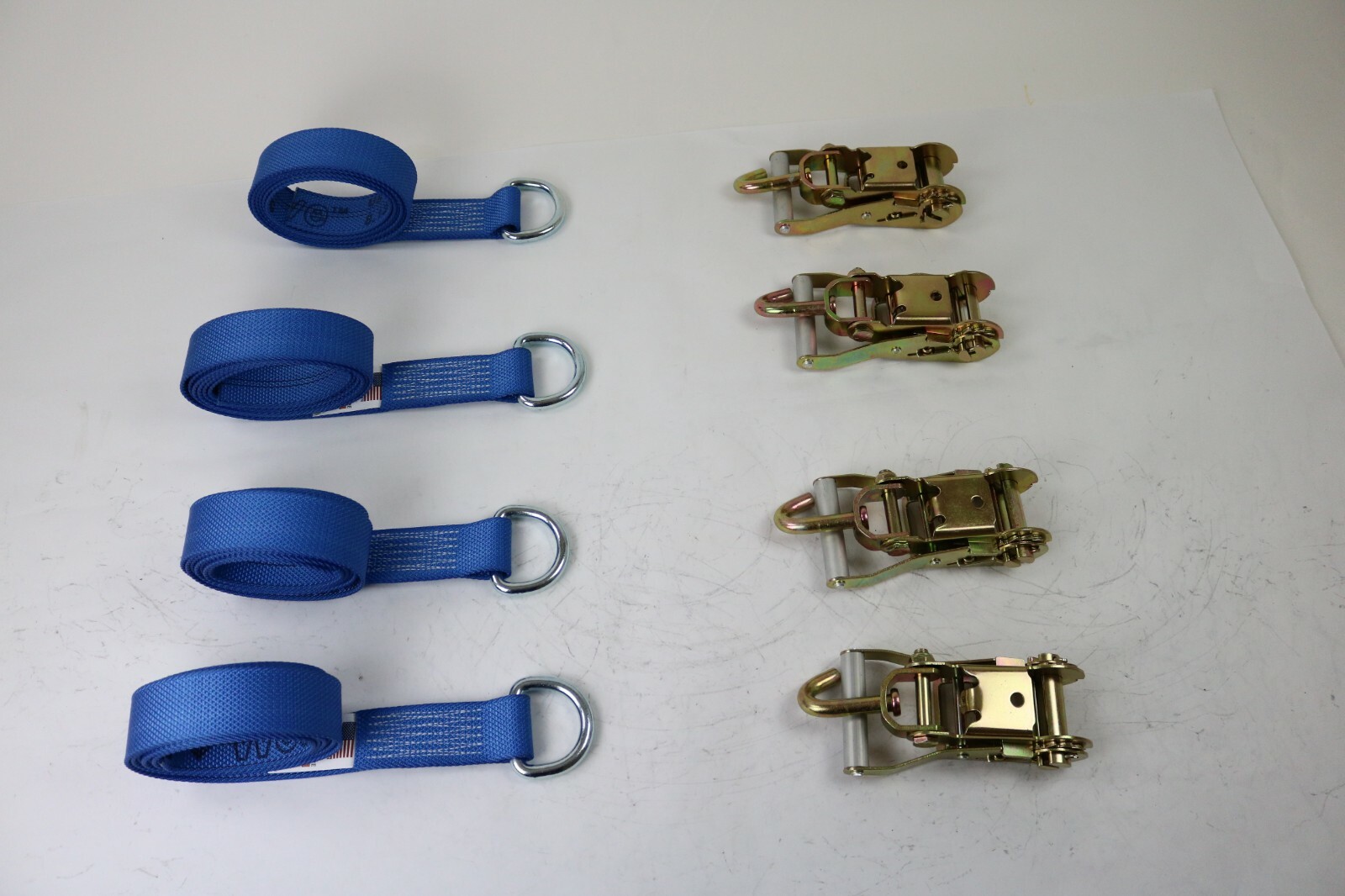 2" x 8' Blue Diamond Weave Lasso Wheel Strap w/ Swivel J Ratchets | Pack of 4